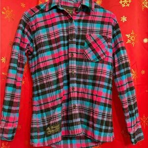 Plaid Button Down Shirt - Pink and Blue